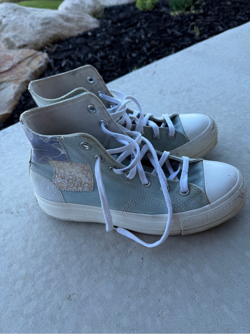 Converse Chuck Taylor All Star Platform High Denim Patchwork Sneakers Sz 8.5 - Picture 8 of 11